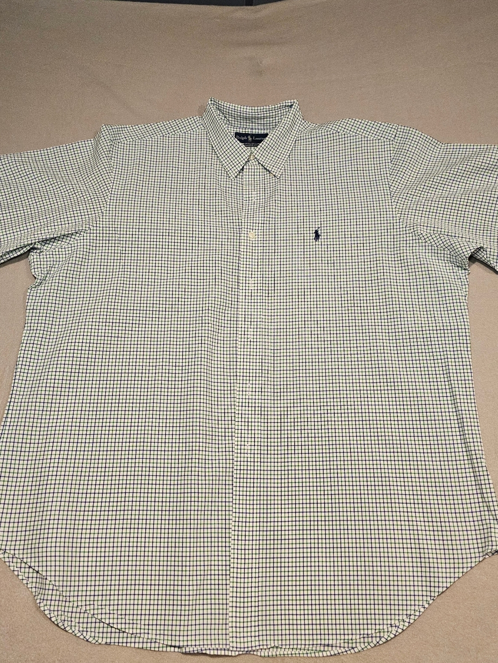 Polo by Ralph Lauren Green and White Mini-Check‎ Button-Down Shirt Size XXL